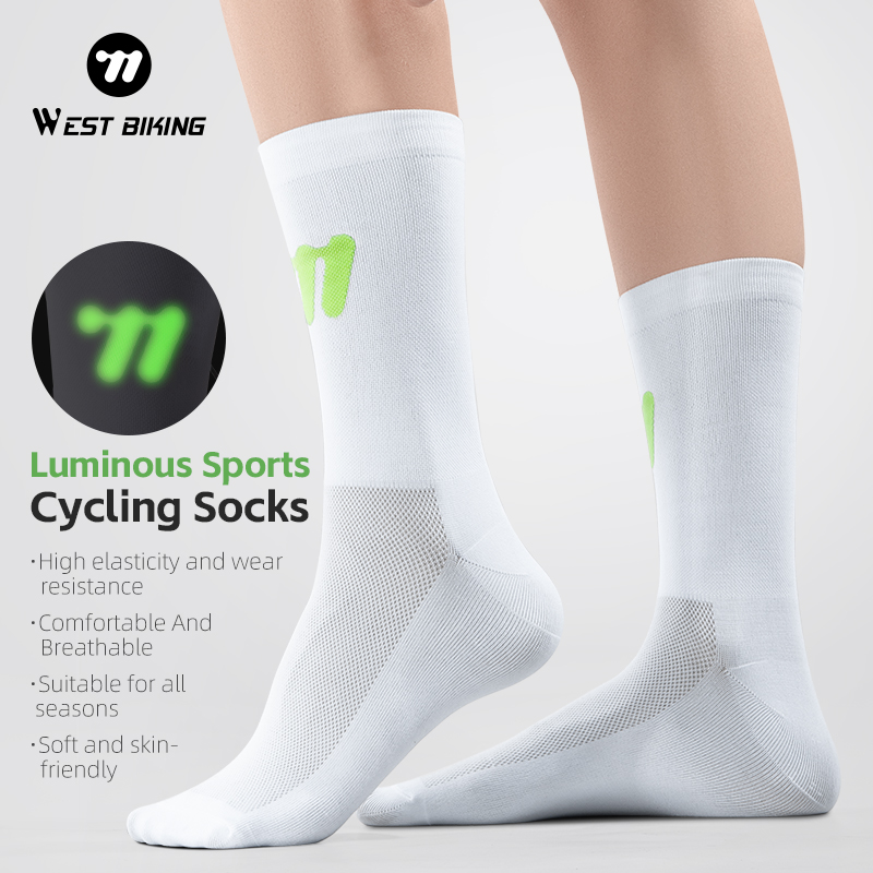 Mountain Biking Trails - WEST BIKING Luminous Cycling Socks Breathable